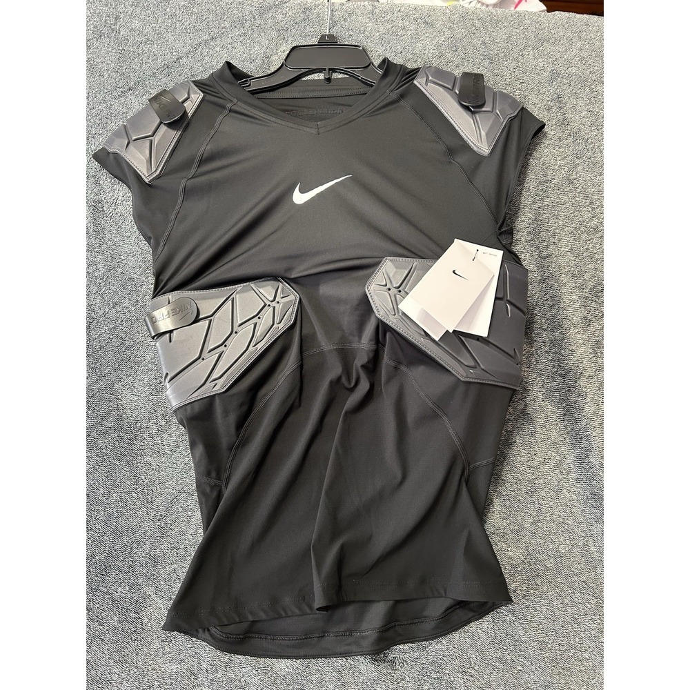 Nike Pro Hyperstrong 4-Pad Football Shirt Unisex Black Large Top (HU)